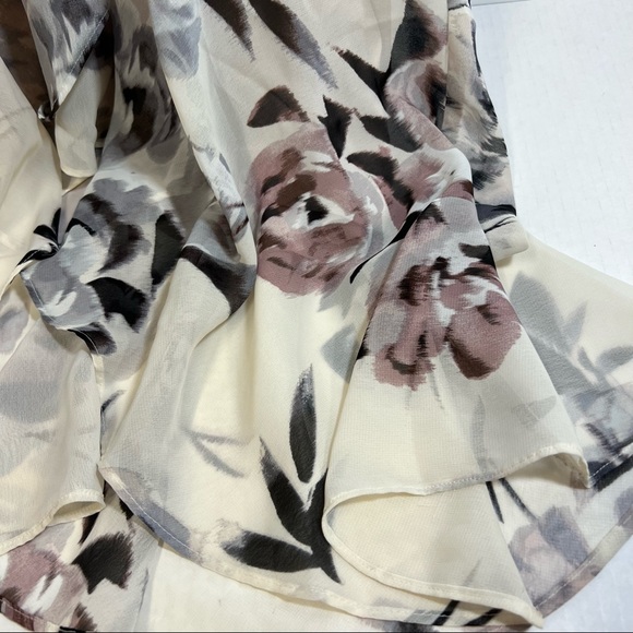 Taylor Sand True Blush V Neck Ruffle Hem Midi Dress Gathered Waist SZ 2 - Picture 5 of 13